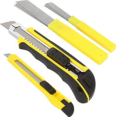 Produktbild von com-four® 2x Cuttermesser mit Ersatzklingen - Teppichmesser - Scharfes Cuttermesser in 2 Größen
