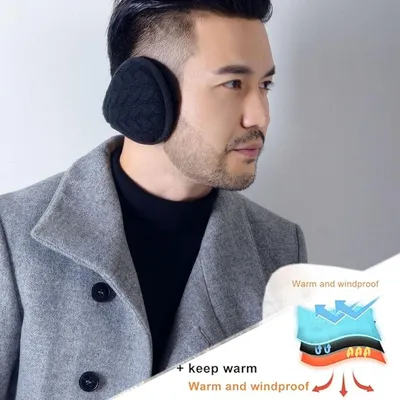 Produktbild von Schwarze, gestrickte Thermo-Ohrenschützer – warm, kältebeständig, weich und bequem