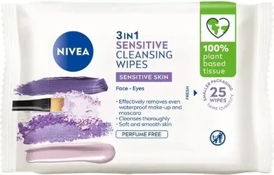 Obrázek produktu pro Nivea Bio Čisticí suché ubrousky pro citlivou pleť (25 ks)