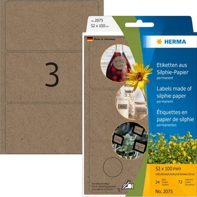 Produktbild von Etikett 52x100mm Vielzweck Silphie-Papier 72 Etiketten Packung mit 10 Stück