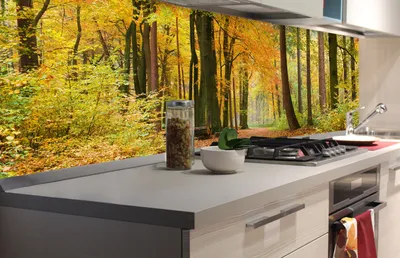 Produktbild von Küchenrückwand Folie selbstklebend HERBSTWALD 180 x 60 cm - Klebefolie - Dekofolie - Spritzschutz für Küche -