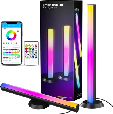 Produktbild von Gaming-Lichtleisten RGB 14 Zoll (2 Stück) – Smarte Musiksync-Leuchten für Computertisch- & Schreibtischdekoration