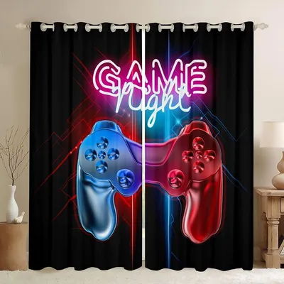 Obrázek produktu pro Elzusha - Dětské žaluzie/záclony s motivem gamepadu/her – Sada 2 kusů – 168x183 cm