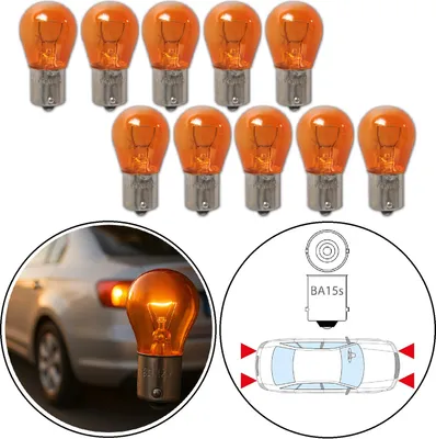 Produktbild von 10 x Blinker Birne 12V 21W BA15s Sockel – Lampenset für Auto Leuchten in Orange – Autolampen praktische Auto Ersatzteile