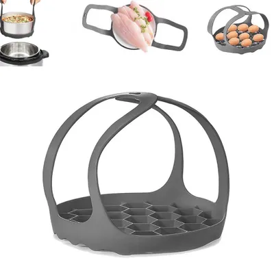 Produktbild von Dampfgarrost - Faltbarer Dampfkorb - Eier- und Bratrost - Hitzebeständig und leicht zu reinigen - Für Multikocher und Dampfgarer - Grau