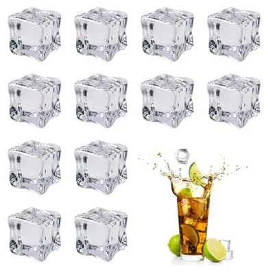 Kunststoffeiswürfel, 12 Stück, 25 mm, transparent, quadratisch