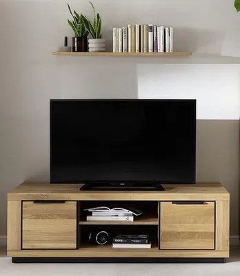 Produktbild von Wohnwand >Greno< (2-teilig) in Wildeiche, teilmassiv - 163x52x54cm (BxHxT)