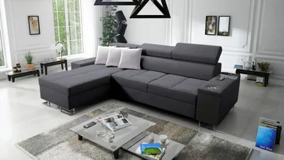 Produktbild von Kaiser Möbel Bequemes Ecksofa mit Schlaffunktion MORENA I MAXI Sawana Graphit Links
