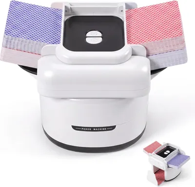 Produktbild von Poker Kartenmischer elektrisch, automatische Kartenmischmaschine für 1-4 Kartenspiele, wiederaufladbar mit USB-C, leiser Mischer für Texas Holdem, Bridge und Pokerabende