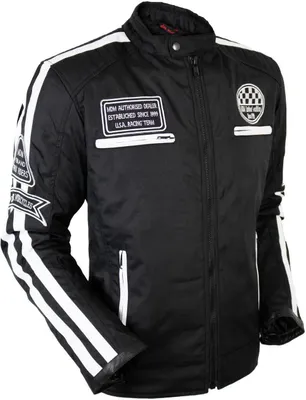 Produktbild von Streifen Motorrad Textiljacke Mit Protektoren Winddicht Bikerjacke Motorradjacke(M,Schwarz / Weiß)