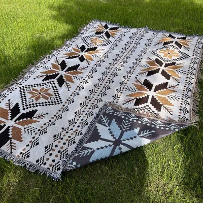 Obrázek produktu pro Flamenco Mystique Oboustranná BOHO deka s kostkovaným vzorem a střapci, 130x180cm, 100% bavlna