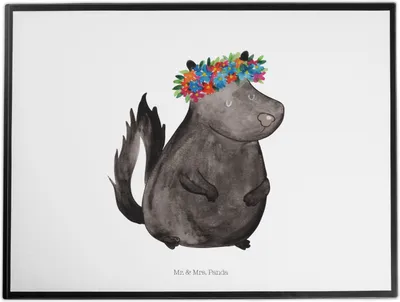 Produktbild von Mr. & Mrs. Panda schreibtischunterlage Stinktier Mädchen - Weiß - Geschenk, Raubtier, Wildtier, Skunk, Yoga, schreibtischauflagen, Zeichenunterlage, malunterlage, Namaste