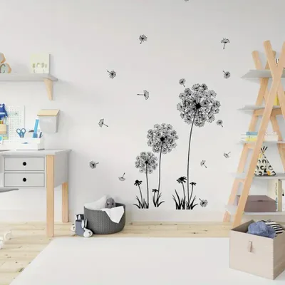 Produktbild von Dandelion Wandtattoo – Selbstklebender Blumenaufkleber für Wohnzimmer, Schlafzimmer & Kinderzimmer – Rückstandslos entfernbar