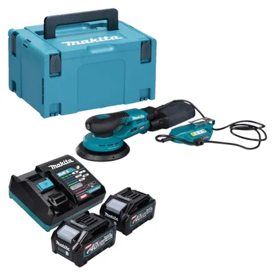 Obrázok produktu pre Makita BO 002 CGM201 Akumulátorová náhodná orbitálna brúska 40 V max. 150 mm 5,0 mm zdvihu Bezkartáčová + 2x batéria 4,0 Ah + nabíjačka + Makpac