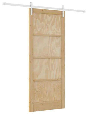 Zdjęcie produktu dla Drzwi przesuwne vidaXL w kolorze naturalnym i białym, 86 x 211 cm, z litego drewna sosnowego