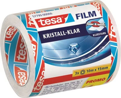 Obrázek produktu pro 30x Tesa® 57790-00000 Lepicí fólie tesafilm® crystal-clear Velikost pásky (D x Š): 10 m x 15 mm 3 role(P)