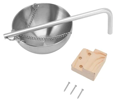 Produktbild von Saunaschale aus Edelstahl zum Aufhängen, Aromatherapie-Ölbecher mit Holzblock für Raum S 12 cm