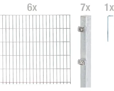 Immagine prodotto di Alberts 650995 Recinzione a doppia rete metallica come set completo di 14 pezzi, zincato a caldo, altezza 140 cm, lunghezza 12 m