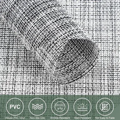 Obrázek produktu pro Sada 4 šedých kulatých prostírání o průměru 35 cm, z PVC, protiskluzová, tepelně odolná, pratelná, na jídelní stůl