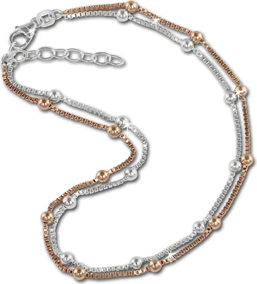 Produktbild von SilberDream Damen-Fußkette 23-26cm 925er Silber rosevergoldet Kugel SDF2133E