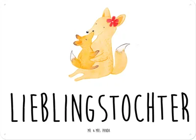 Produktbild von Mr. & Mrs. Panda Wandbild Fuchs Mama DIN A4 - Weiß - Geschenk, tafel, Schoß, Schild, Blechschild, wandtafel, Muttertag, Mami, Tochter, Türschild