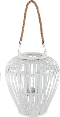 Produktbild von Gilde Weide Laterne bauchig Holz weiß 49891 !