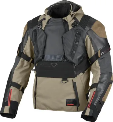 Image de Macna Tryton NightEye blouson imperméable de moto en cuir/textile, noir/olive, S