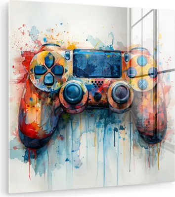 Produktbild von MuchoWow Glasbilder - Bilder auf Wandbild - Foto auf Glas Kinder- und Jugendzimmer - Spiele - Gamecontroller 90x90 cm Wanddekoration aus Glas - Acrylglasbild - Acrylbilder - Wandschmuck - Bilder