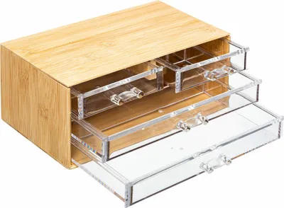 Produktbild von 5five Simply Smart Schmuckbox Selena mit 4 Schubladen, Schmuckaufbewahrung, Bambus, Kunststoff, 23 x 15 x 10 cm, 174660