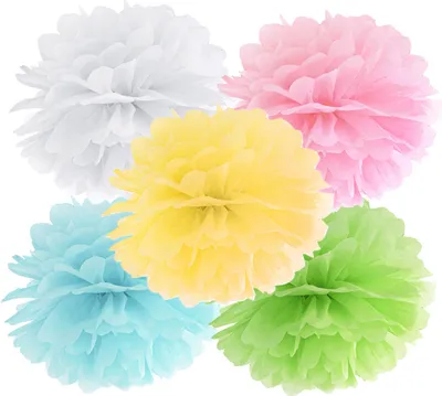 Produktbild von Pompom-Set bunt aus Seidenpapier, Ø 25cm