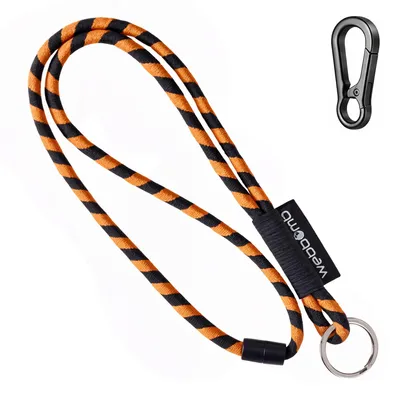 Produktbild von WEBBOMB® Tubular Lanyard orange / schwarz rund weich lang mit Karabinerhaken & Schlüsselring Umhängeband als Schlüsselanhänger Keychain Schlüsselband