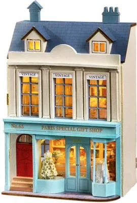 Image de Habarri | Maison Miniature - DIY Maison de Poupées - Maison en Bois avec Meubles et éclairage LED - Cadeau pour Enfants - Le Cadeau De Tes Rêves