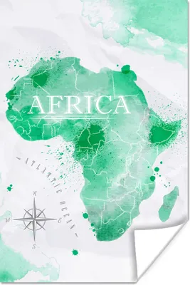 Produktbild von MuchoWow® Poster Afrika - Weltkarte - Aquarell 80x120 cm - Papierdruck