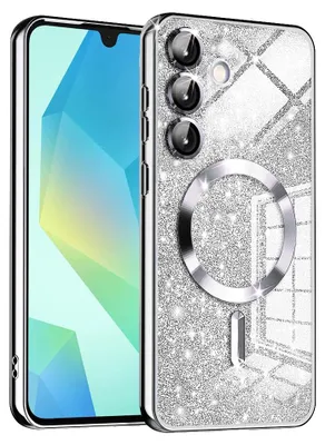 Produktbild von Techsuit Luxury Glitter Back Cover Hülle mit MagSafe für Samsung Galaxy A16 - Silber