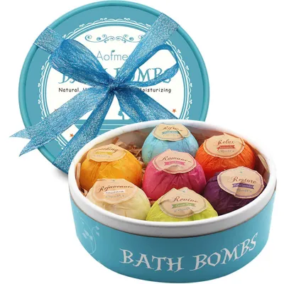 Productafbeelding van Badebommen cadeau set, 7 stuks badbommen voor dames, kinderen, moeders. Badverzorging, schuimbad. Vrij van dierproeven, veganistisch