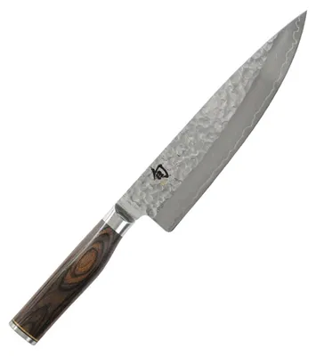 Kochmesser 20 cm, Damaststahl, geschmiedet, Pakkaholzgriff