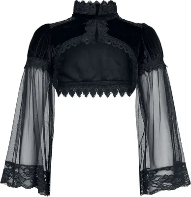 Produktbild von Gothicana by EMP Damen schwarzer Bolero mit Spitzenbesatz und puffigen Oberärmeln L