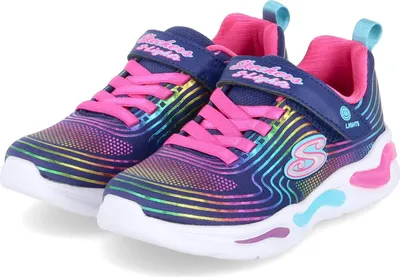 Produktbild von Skechers S LIGHTS Mädchen Klettschuhe/ Low Sneaker LOVELY COLORS Blau-Bunt Textil  Größe: 30
