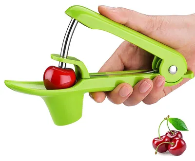 Produktbild von Kirschentkerner - Manueller Obstentkerner aus Edelstahl - Zum schnellen Entsteinen von Kirschen - Grün