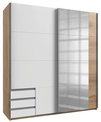 Produktbild von Schwebetürenschrank Emden Kleiderschrank 180x64x198cm plankeneiche weiß 2-türig (18934)