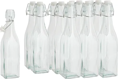 Produktbild von VBS XXL Glasflaschen mit Bügelverschluß Eckig 500ml 12 Stück