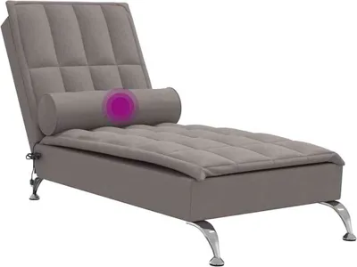 Produktbild von vidaXL Massage-Chaiselongue mit Nackenrolle Taupe Stoff