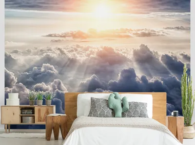 Produktbild von Vlies Fototapete Himmel 350x256 cm Tapeten Wandtapete XXL Sonnenuntergang Landschaft Wolken Sonne c-B-0553-a-a