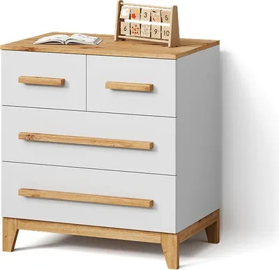 Produktbild von Kommode Livinity Mailo Weiß/Artisan 80 x 88 cm mit 4 Schubladen, Model 59787