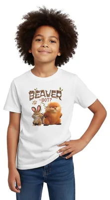 Produktbild von Spreadshirt Hoppers Beaver Or Bot Kinder T-Shirt, 98/104 (3-4 Jahre), Weiß