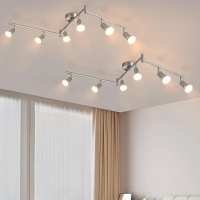 Obrázok produktu pre ZMH LED stropné svietidlo 6 plameňov 2ks stropné svietidlo do obývačky moderné stropné svietidlo GU10 stropné bodové otočné 350°otočné bodové svietidlo stropné svietidlo z nerezovej ocele interiér spálne bez žiaroviek