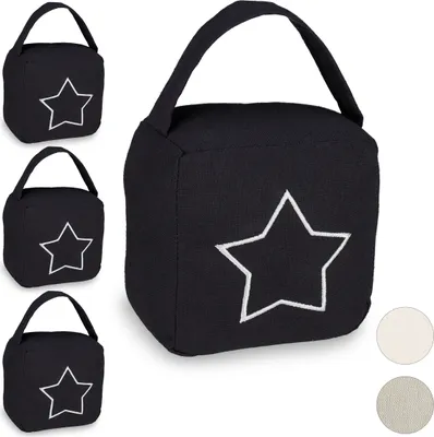 Produktbild von relaxdays 4 x Türstopper Sack Stern schwarz