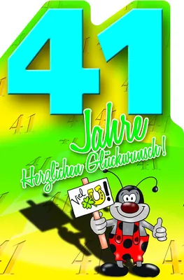 Produktbild von 41. Geburtstag - Comic  Käfer - Karte mit Umschlag - Herzlichen
