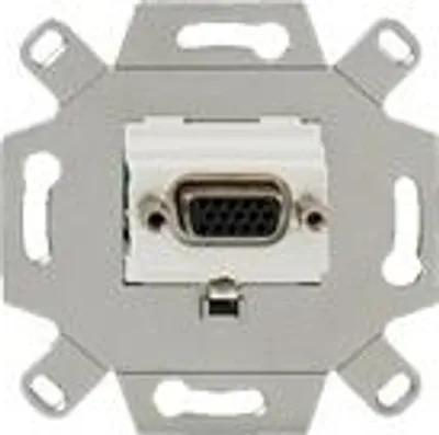 Image de Prise de raccordement VGA Rutenbeck, simple, encastrée, blanc pur RAL 9010 Idéal pour poser les câbles de raccordement d'écran et de vidéoprojecteur dans le mur et le canal de câbles (170 105 52)