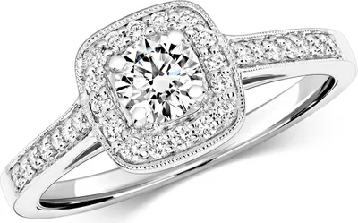 Produktbild von 18 Karat (750) Weißgold Solitär Verlobung Damen - Diamant Ring Brillant-Schliff 0.55 Karat GH - SI2, 53 (16.9); TRS3057RSM